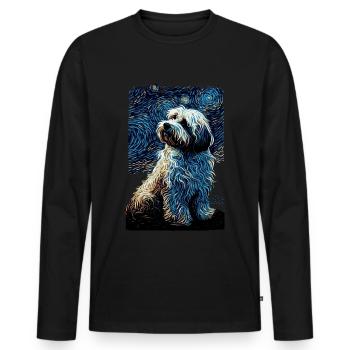 Havanese Starry Night - Men's Premium Organic Long Sleeve Shirt - black - Front - Nico (187cm)