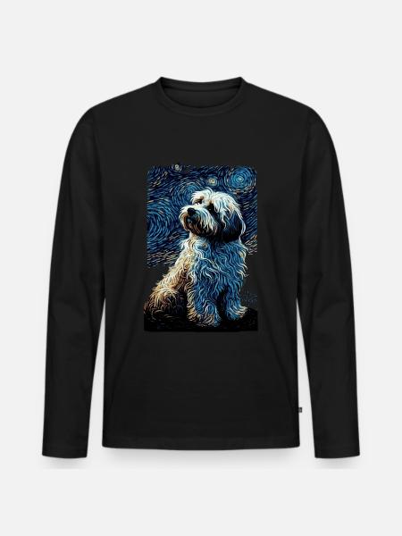 Havanese Starry Night - Men's Premium Organic Long Sleeve Shirt - black