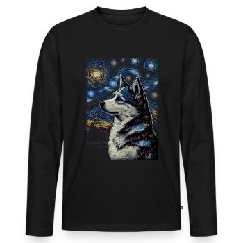 Husky Starry Night - Männer Premium Bio Langarmshirt - Schwarz - Vorne - Nico (187cm)