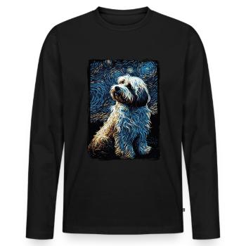 Havanese Starry Night - Men's Premium Organic Long Sleeve Shirt - black - Front - Nico (187cm)