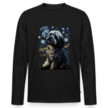 Havanese Starry Night - Men's Premium Organic Long Sleeve Shirt - black - Front - Nico (187cm)