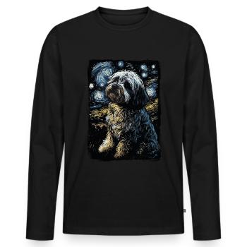 Havanese Starry Night - Men's Premium Organic Long Sleeve Shirt - black - Front - Nico (187cm)