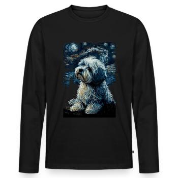 Havanese Starry Night - Men's Premium Organic Long Sleeve Shirt - black - Front - Nico (187cm)