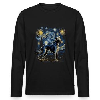 Galgo Español Starry Night - Men's Premium Organic Long Sleeve Shirt - black - Front - Nico (187cm)
