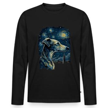 Galgo Español Starry Night - Men's Premium Organic Long Sleeve Shirt - black - Front - Nico (187cm)