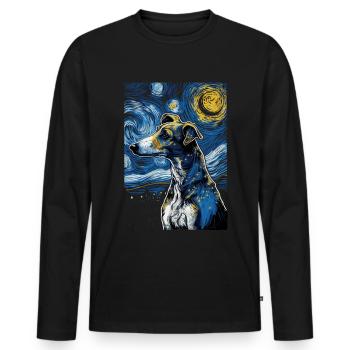 Galgo Español Starry Night - Men's Premium Organic Long Sleeve Shirt - black - Front - Nico (187cm)