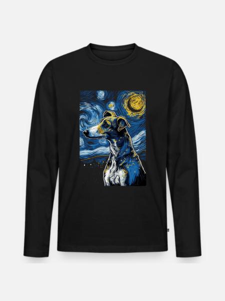 Galgo Espanol Starry Night - Männer Premium Bio Langarmshirt - Schwarz