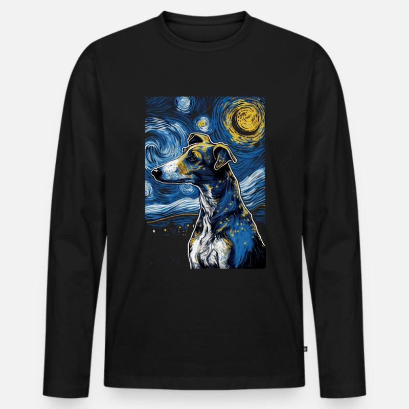Galgo Espanol Starry Night - Männer Premium Bio Langarmshirt - Schwarz