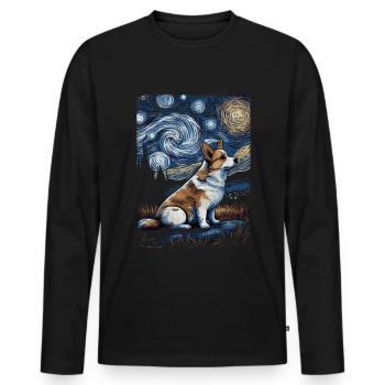 Corgi Starry Night - Männer Premium Bio Langarmshirt - Schwarz - Vorne - Nico (187cm)
