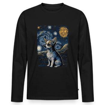Chihuahua Starry Night - Men's Premium Organic Long Sleeve Shirt - black - Front - Nico (187cm)