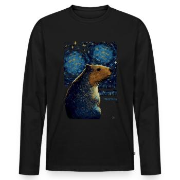 Wasserschwein Starry Night - Männer Premium Bio Langarmshirt - Schwarz - Vorne - Nico (187cm)