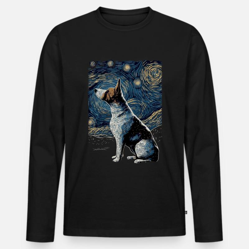 Bullterrier Starry Night - Männer Premium Bio Langarmshirt - Schwarz