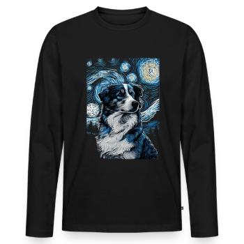 Berger australien nuit étoilée - T-shirt manches longues Premium bio Homme - noir - Devant - Nico (187cm)