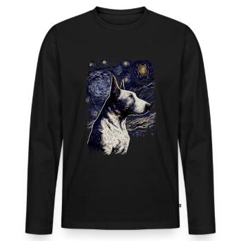 Bullterrier Starry Night - Männer Premium Bio Langarmshirt - Schwarz - Vorne - Nico (187cm)