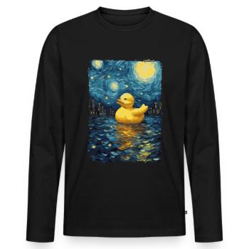 Rubber Duck Starry Night - Men's Premium Organic Long Sleeve Shirt - black - Front - Nico (187cm)