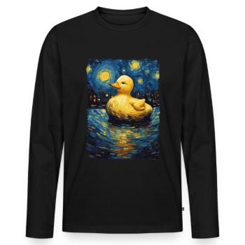 Rubber Duck Starry Night - Men's Premium Organic Long Sleeve Shirt - black - Front - Nico (187cm)