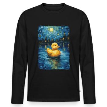 Rubber Duck Starry Night - Men's Premium Organic Long Sleeve Shirt - black - Front - Nico (187cm)