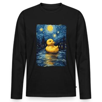 Rubber Duck Starry Night - Men's Premium Organic Long Sleeve Shirt - black - Front - Nico (187cm)