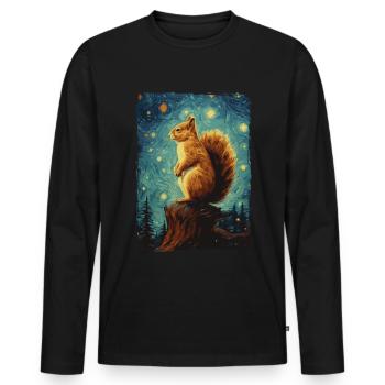 Écureuil Nuit étoilée - T-shirt manches longues Premium bio Homme - noir - Devant - Nico (187cm)