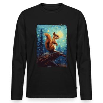 Écureuil Nuit étoilée - T-shirt manches longues Premium bio Homme - noir - Devant - Nico (187cm)