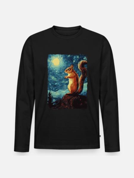 Écureuil Nuit étoilée - T-shirt manches longues Premium bio Homme - noir