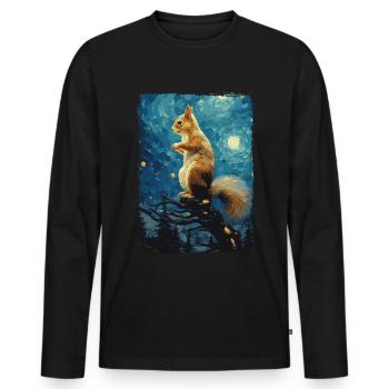 Écureuil Nuit étoilée - T-shirt manches longues Premium bio Homme - noir - Devant - Nico (187cm)