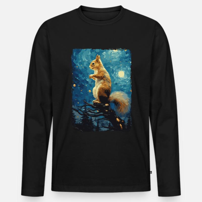 Eichhörnchen Starry Night - Männer Premium Bio Langarmshirt - Schwarz
