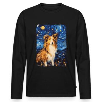 Shetland Shepherd Starry Night - Men's Premium Organic Long Sleeve Shirt - black - Front - Nico (187cm)