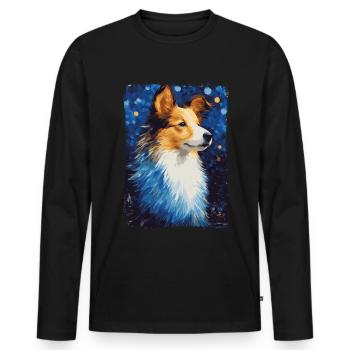 Shetland Shepherd Starry Night - Men's Premium Organic Long Sleeve Shirt - black - Front - Nico (187cm)