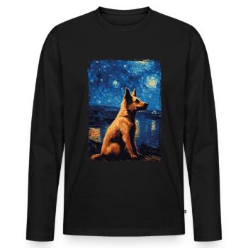 Berger Allemand Nuit Étoilée - T-shirt manches longues Premium bio Homme - noir - Devant - Nico (187cm)