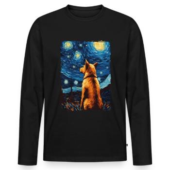 Berger Allemand Nuit Étoilée - T-shirt manches longues Premium bio Homme - noir - Devant - Nico (187cm)