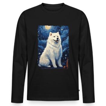 Samoyed Starry Night - Männer Premium Bio Langarmshirt - Schwarz - Vorne - Nico (187cm)