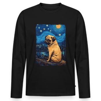 Carlin Nuit étoilée - T-shirt manches longues Premium bio Homme - noir - Devant - Nico (187cm)
