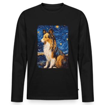 Shetland Shepherd Starry Night - Men's Premium Organic Long Sleeve Shirt - black - Front - Nico (187cm)