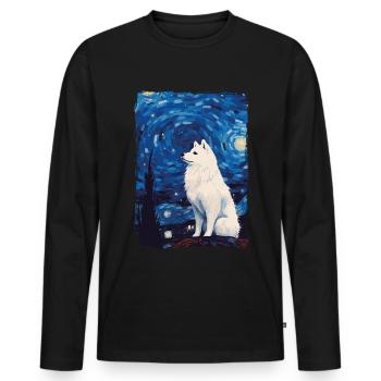 Samoyed Starry Night - Männer Premium Bio Langarmshirt - Schwarz - Vorne - Nico (187cm)