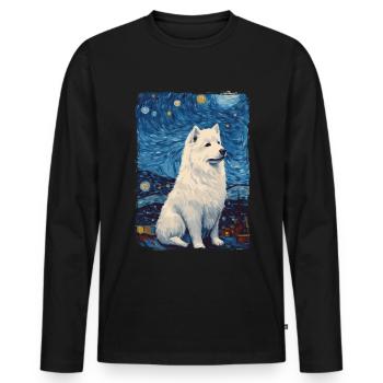Samoyed Starry Night - Men's Premium Organic Long Sleeve Shirt - black - Front - Nico (187cm)