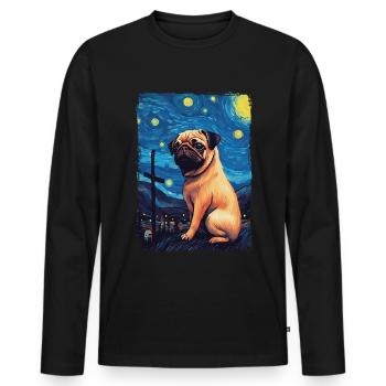 Carlin Nuit étoilée - T-shirt manches longues Premium bio Homme - noir - Devant - Nico (187cm)