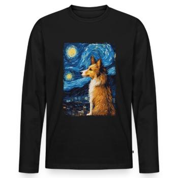 Shetland Shepherd Starry Night - Men's Premium Organic Long Sleeve Shirt - black - Front - Nico (187cm)