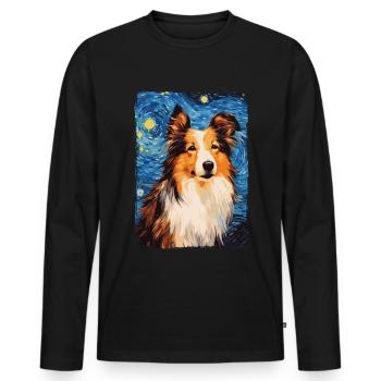 Shetland Shepherd Starry Night - Men's Premium Organic Long Sleeve Shirt - black - Front - Nico (187cm)