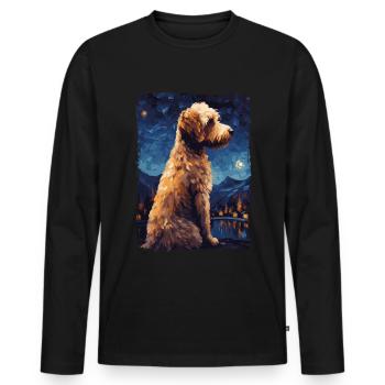 Lagotto Romagnolo Nuit étoilée - T-shirt manches longues Premium bio Homme - noir - Devant - Nico (187cm)