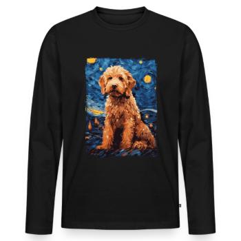 Lagotto Romagnolo Starry Night - Men's Premium Organic Long Sleeve Shirt - black - Front - Nico (187cm)
