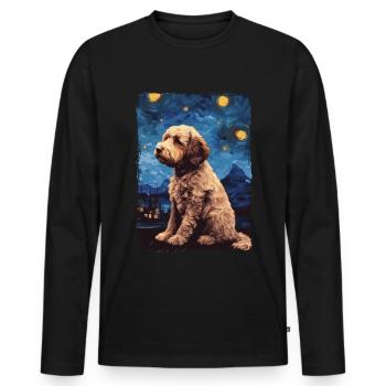 Lagotto Romagnolo Nuit étoilée - T-shirt manches longues Premium bio Homme - noir - Devant - Nico (187cm)