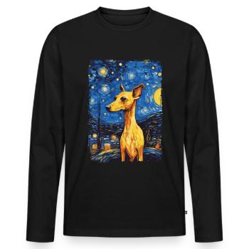 Lévrier italien Nuit étoilée - T-shirt manches longues Premium bio Homme - noir - Devant - Nico (187cm)