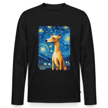 Lévrier italien Nuit étoilée - T-shirt manches longues Premium bio Homme - noir - Devant - Nico (187cm)