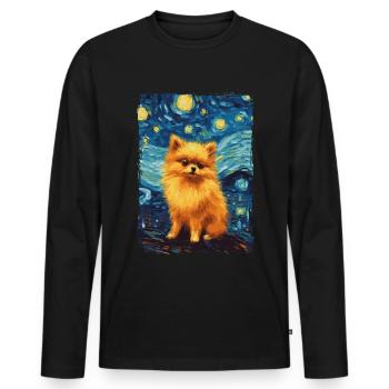 Zwergspitz Starry Night - Männer Premium Bio Langarmshirt - Schwarz - Vorne - Nico (187cm)