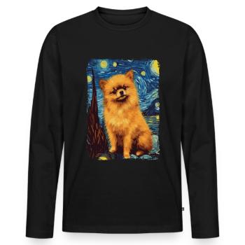 Zwergspitz Starry Night - Männer Premium Bio Langarmshirt - Schwarz - Vorne - Nico (187cm)