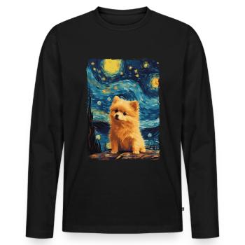 Zwergspitz Starry Night - Männer Premium Bio Langarmshirt - Schwarz - Vorne - Nico (187cm)