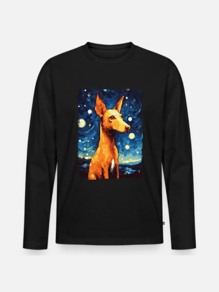 Podenco Starry Night - Männer Premium Bio Langarmshirt - Schwarz