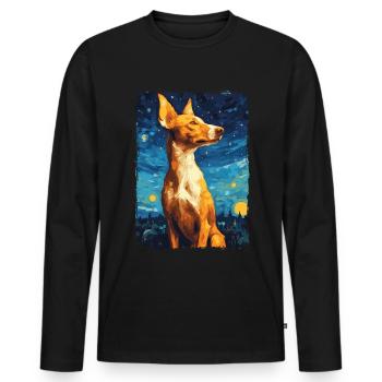 Podenco Starry Night - Männer Premium Bio Langarmshirt - Schwarz - Vorne - Nico (187cm)