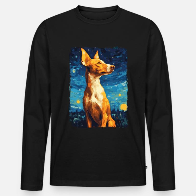 Podenco Starry Night - Männer Premium Bio Langarmshirt - Schwarz
